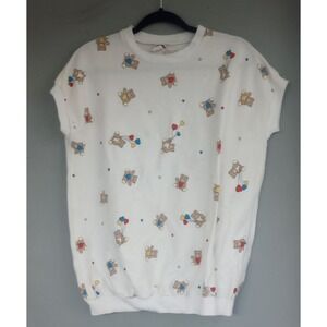 Vintage 80s Maternity Shirt Teddy Bear‎ AOP  GUC Primary Colors USA M